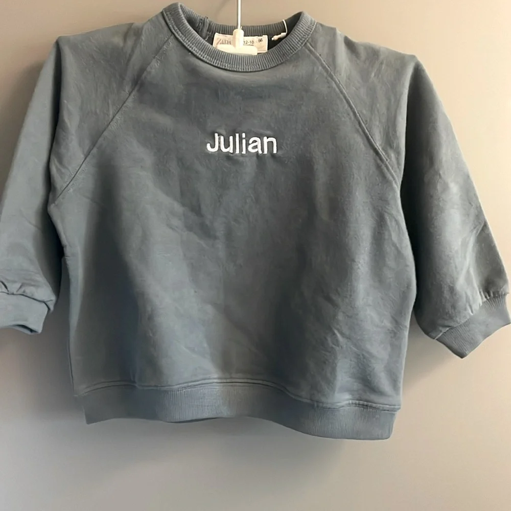 NWT,‎ Zara, 12-18mos, personalized sweatshirt,